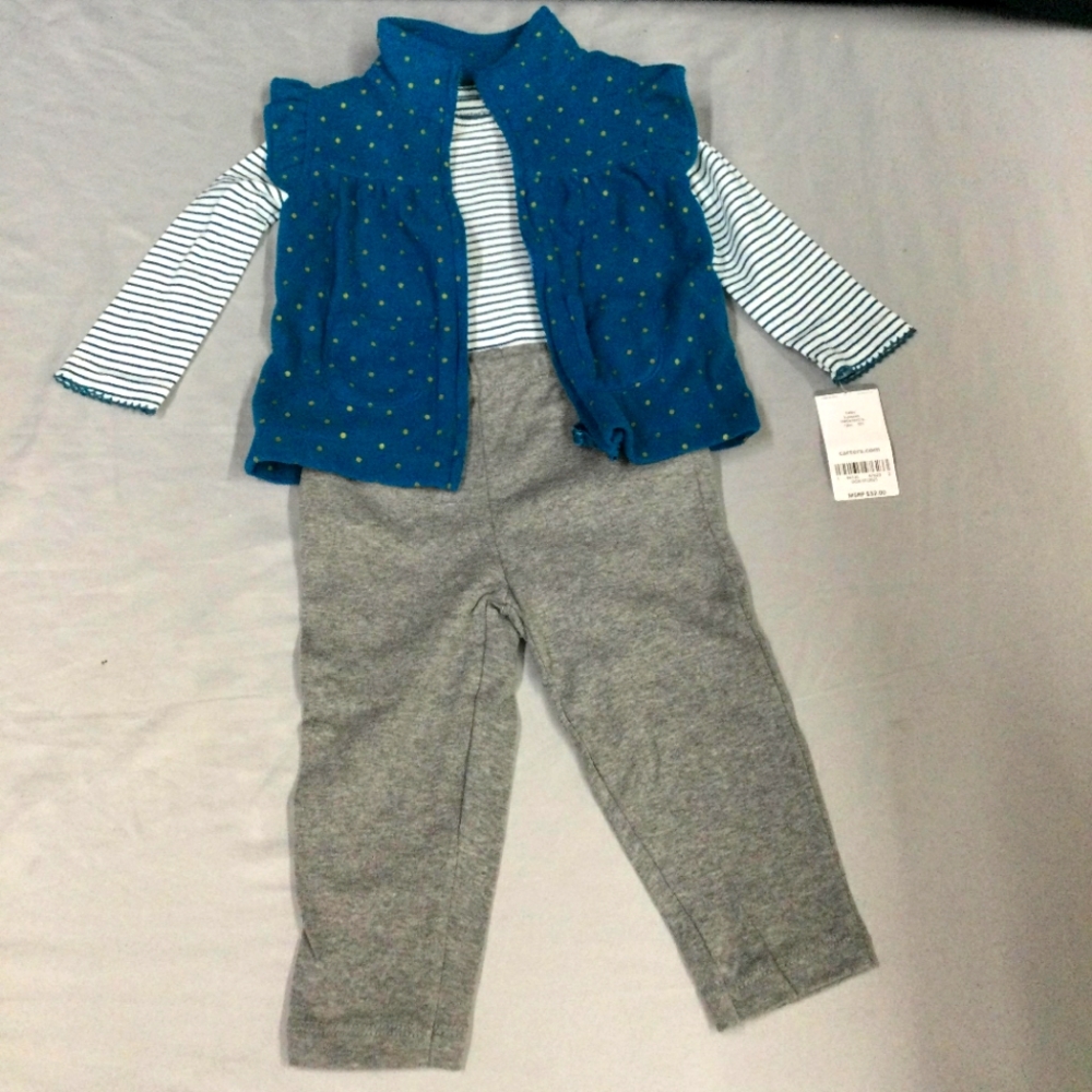 Carter Three Piece Blue Outfit - 12 Months